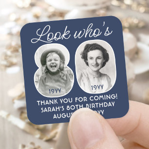 DIY Colours • Look Who's 80 Birthday Party 2 Photo Square Sticker