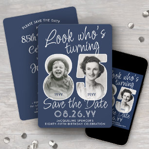 DIY Colours • Look Who's 85 Birthday Party 2 Photo Save The Date