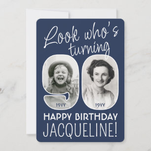 DIY Colours • Look Who's 90 Birthday Party 2 Photo Invitation