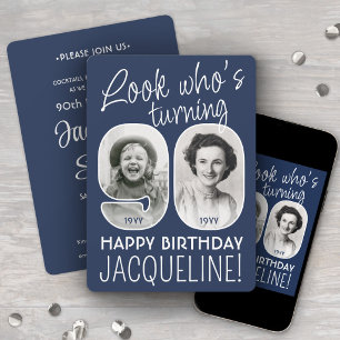 DIY Colours • Look Who's 90 Birthday Party 2 Photo Invitation