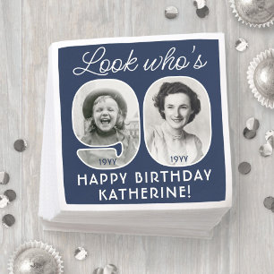 DIY Colours • Look Who's 90 Birthday Party 2 Photo Napkin