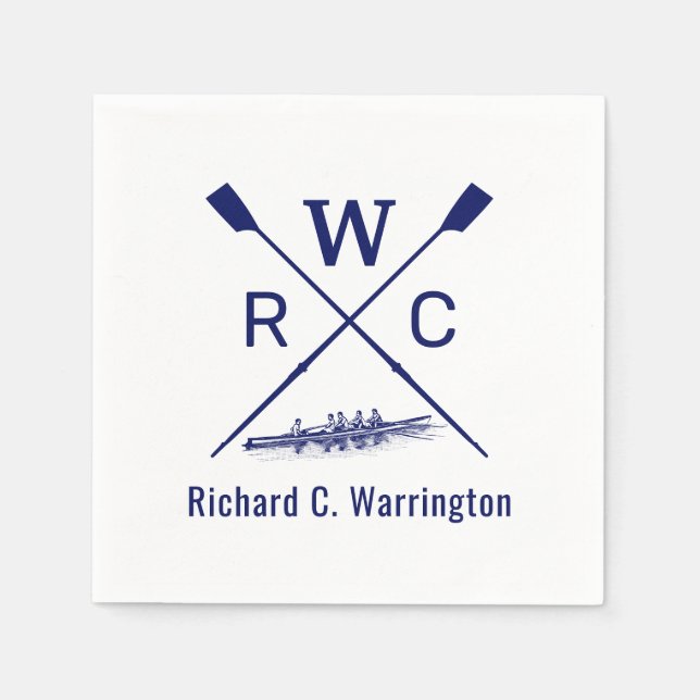 DIY Colours Men Rowing Crew Blades Boat Initial Nm Napkin (Front)