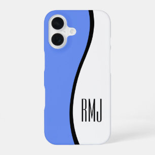 DIY Colours Modern Wave Elegant Monogrammed Blue iPhone 16 Case