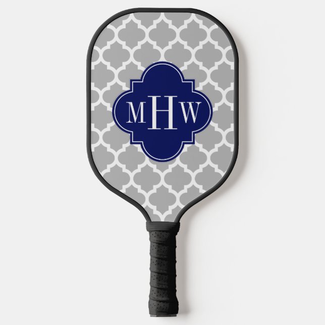 DIY Colours Moroccan Grey Blue White BG 3 Initial  Pickleball Paddle (Front)