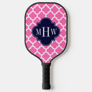 DIY Colours Moroccan H Pink Navy Wht BG 3 Initial Pickleball Paddle