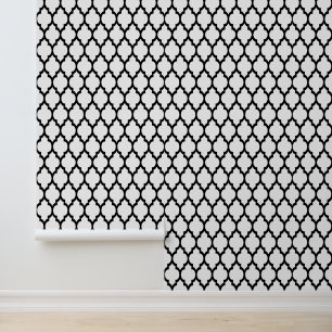 DIY Colours Moroccan Quatrefoil #4 Black White Wallpaper