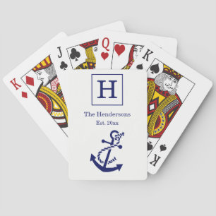 DIY Colours Nautical Anchor White Navy UL Playing Cards