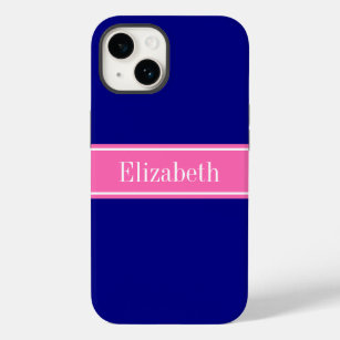 DIY Colours Navy, Hot Pink Ribbon Name Monogram S Case-Mate iPhone 14 Case
