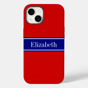 DIY Colours Red, Navy Ribbon Name Monogram S Case-Mate iPhone 14 Case