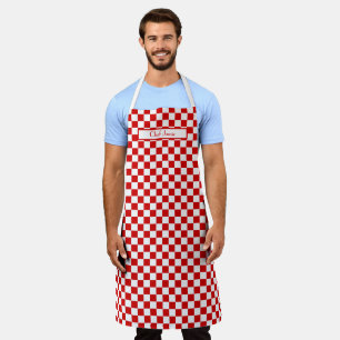 DIY Colours Red White Chequerboard Pattern Apron