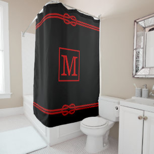 DIY Colours Rope Knot Framed LG Monogram Black Red Shower Curtain