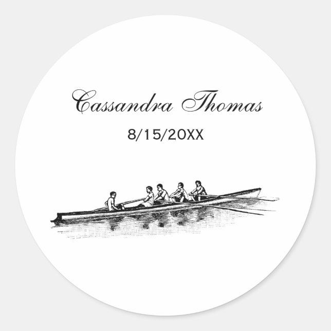 DIY Colours Rowing Rowers Crew Team Sports Classic Round Sticker (Front)