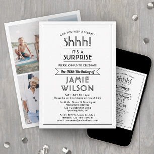 DIY Colours • Shhh! Surprise Birthday Party 4 Phot Invitation