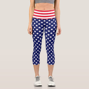 DIY Colours Stars Stripes Red White Navy Capri Leggings