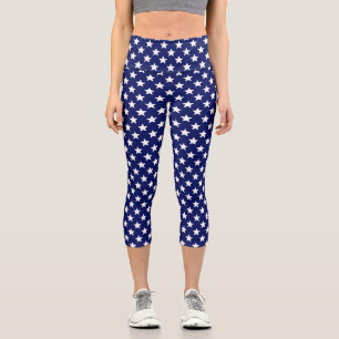 DIY Colours Stars White Navy Capri Leggings