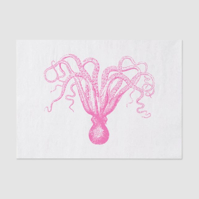 DIY Colours Stylised Octopus Drawing #8 HotPink Tissue Paper (Front)