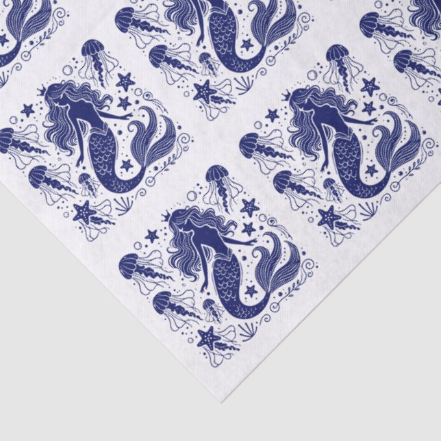 DIY Colours Sultry Mermaid Jellyfish Starfish Blue Tissue Paper (Detail)