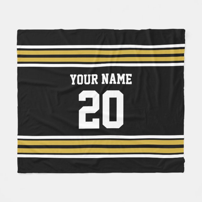 DIY Colours Team Jersey Stripes Black Gold SV Fleece Blanket (Front (Horizontal))