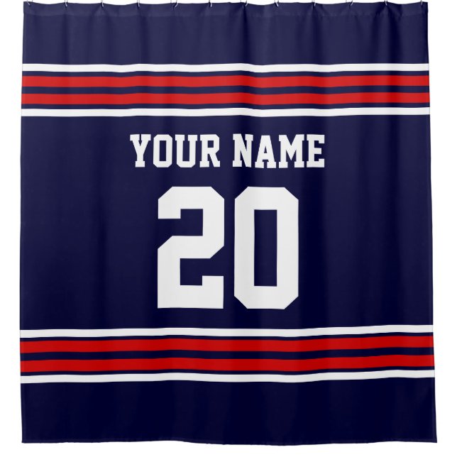 DIY Colours Team Jersey Stripes Navy Red SV Shower Curtain (Front)