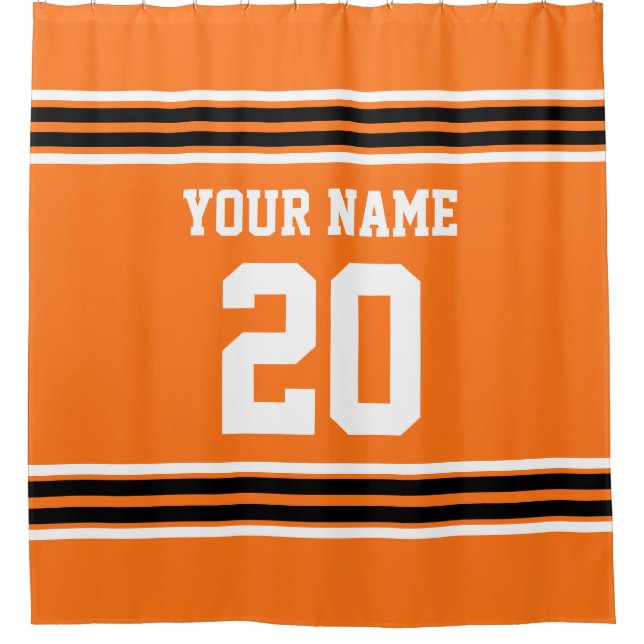 DIY Colours Team Jersey Stripes Orange Black SV Shower Curtain (Front)