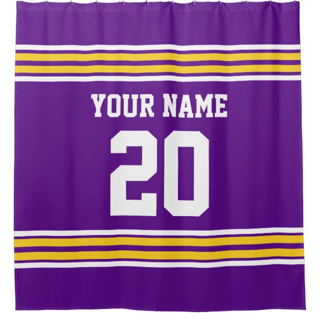 DIY Colours Team Jersey Stripes Purple Gold SV Shower Curtain (Front)