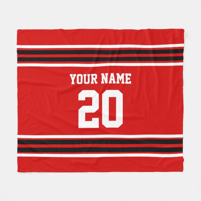 DIY Colours Team Jersey Stripes Red Black SV Fleece Blanket (Front (Horizontal))