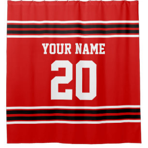 DIY Colours Team Jersey Stripes Red Black SV Shower Curtain
