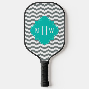 DIY Colours Thin Chv Charc Teal Wht BG 3 Initial S Pickleball Paddle