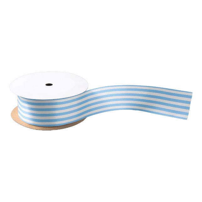 DIY Colours Thin Multi Stripes - Sky Blue White Satin Ribbon (Spool)