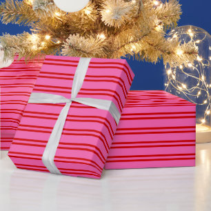 DIY Colours Uneven Stripes #2 SV Hot Pink Red Wrapping Paper