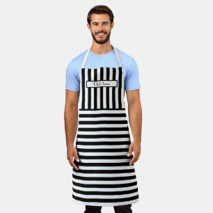 DIY Colours Vertical Horizontal Stripe Black White Apron