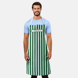 DIY Colours Vertical Stripe Green White Apron