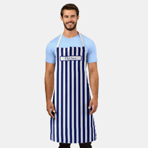 DIY Colours Vertical Stripe Navy White Apron