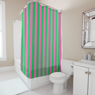DIY Colours Vertical Stripe NL #0 Emerald Hot Pink Shower Curtain