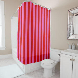 DIY Colours Vertical Stripe NL #0 Red Hot Pink Shower Curtain