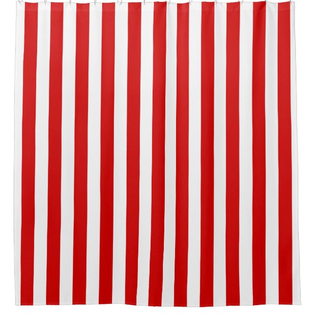 DIY Colours Vertical Stripe NL #0 Red White Shower Curtain (Front)
