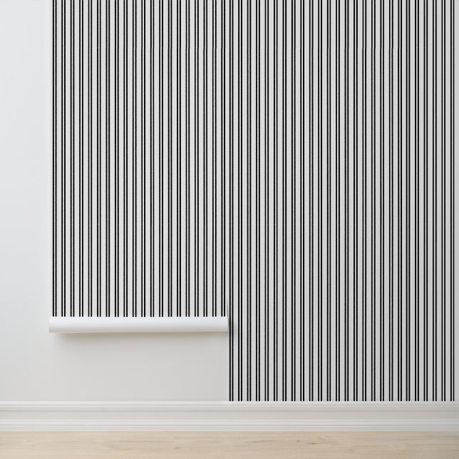 DIY Colours Vertical Uneven Stripes #2 Black White Wallpaper (Application)