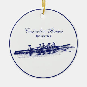 DIY Colours Women Rowing Rowers Crew Team Blue Ceramic Tree Decoration