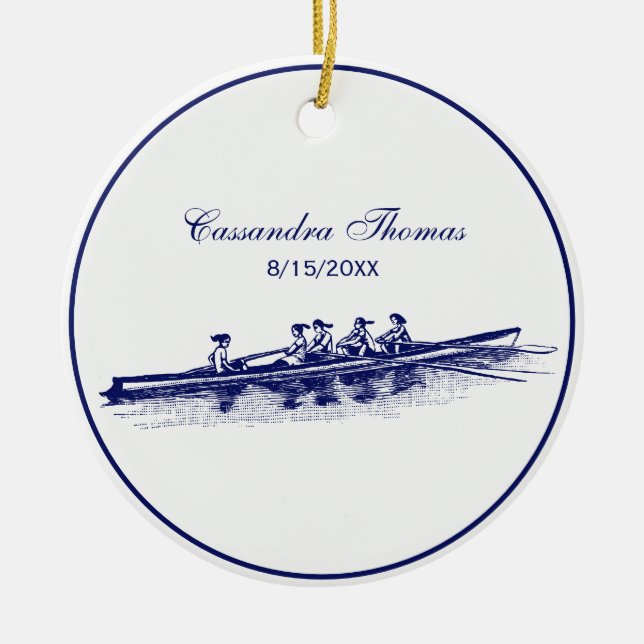 DIY Colours Women Rowing Rowers Crew Team Blue Ceramic Tree Decoration (Front)