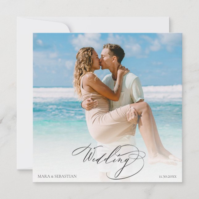 *~  DIY Couple PHOTO  RSVP QR  AR6 Wedding Invitation (Front)