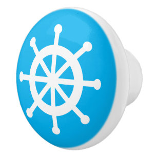 DIY Custom Colour Blue and White Ship Wheel A13 Ceramic Knob