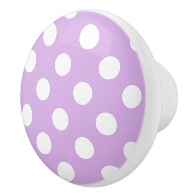 DIY Custom Colour Polka Dots A02 PURPLE Ceramic Knob (Right)