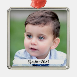 DIY Custom Photo and Text Christmas Metal Ornament