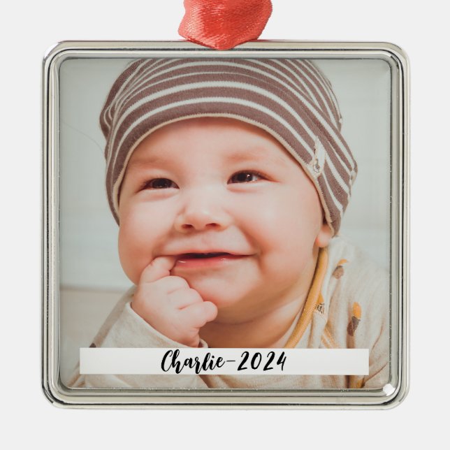 DIY Custom Photo and Text Christmas Metal Tree Decoration (Front)
