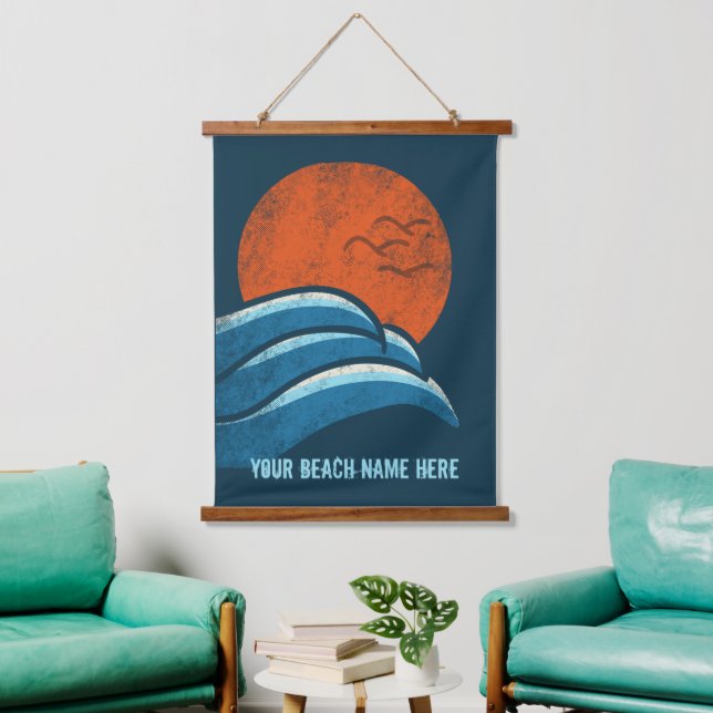 DIY Custom Travel Poster Beach Ocean Surfing Theme Hanging Tapestry (Living Room)