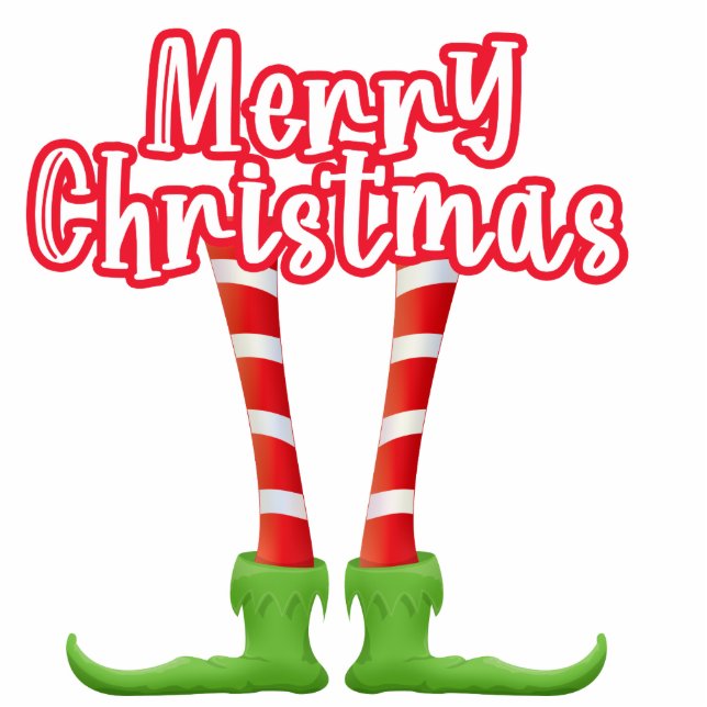 DIY cutout | merry Christmas cute elf legs shoes Standing Photo Sculpture (Front)