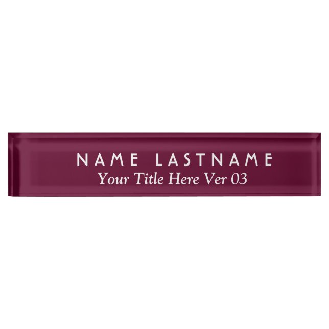 DIY Design Your Own Desk Nameplate V03 MAROON (Front)