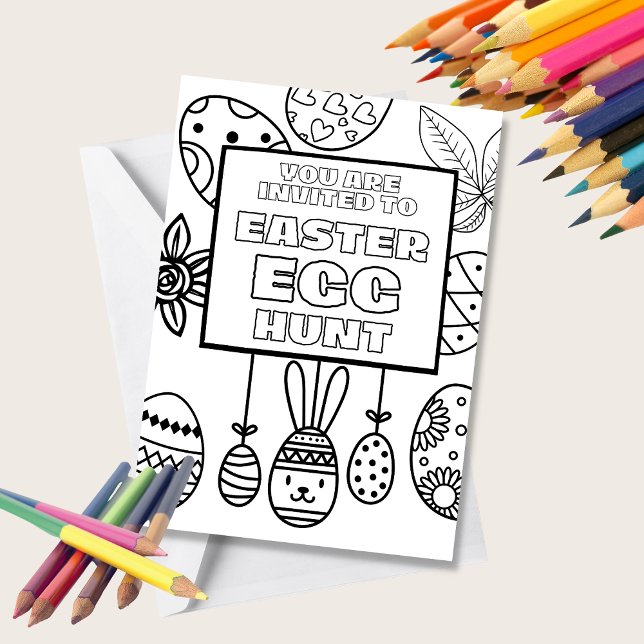 DIY Easter Egg Hunt Invitation Colouring Card (Creator Uploaded)