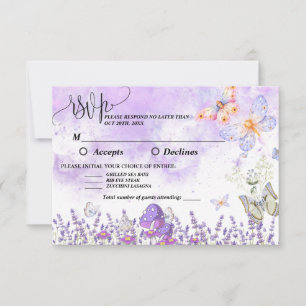DIY Elegant Gold and Purple Butterfly RSVP Card
