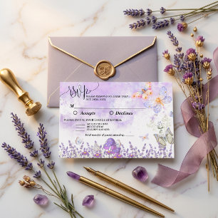 DIY Elegant Gold and Purple Butterfly RSVP Card